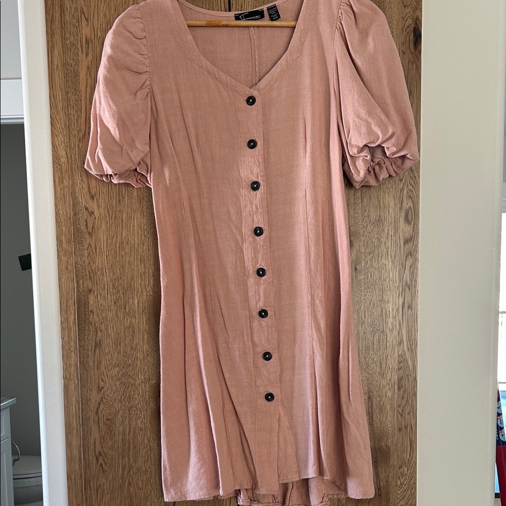 Pink Button-Down Mini Dress